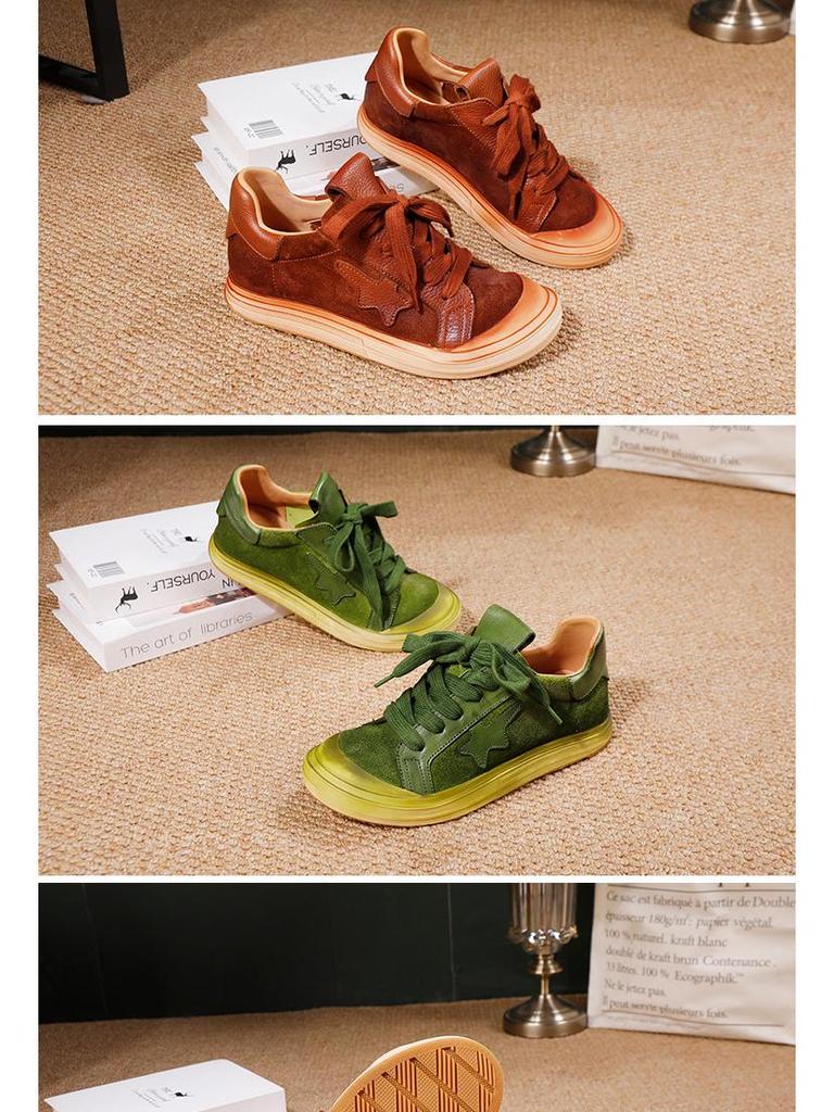 Four Seasons Damen Herbst 2025 Echtleder Schnür-Skateschuhe