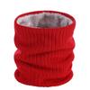 Double-layer Velvet Thickened Warm Neck Cover, Solid Color Wool Single-circle Knitted Scarf, Autumn and Winter Versatile Scarf for Men and Women