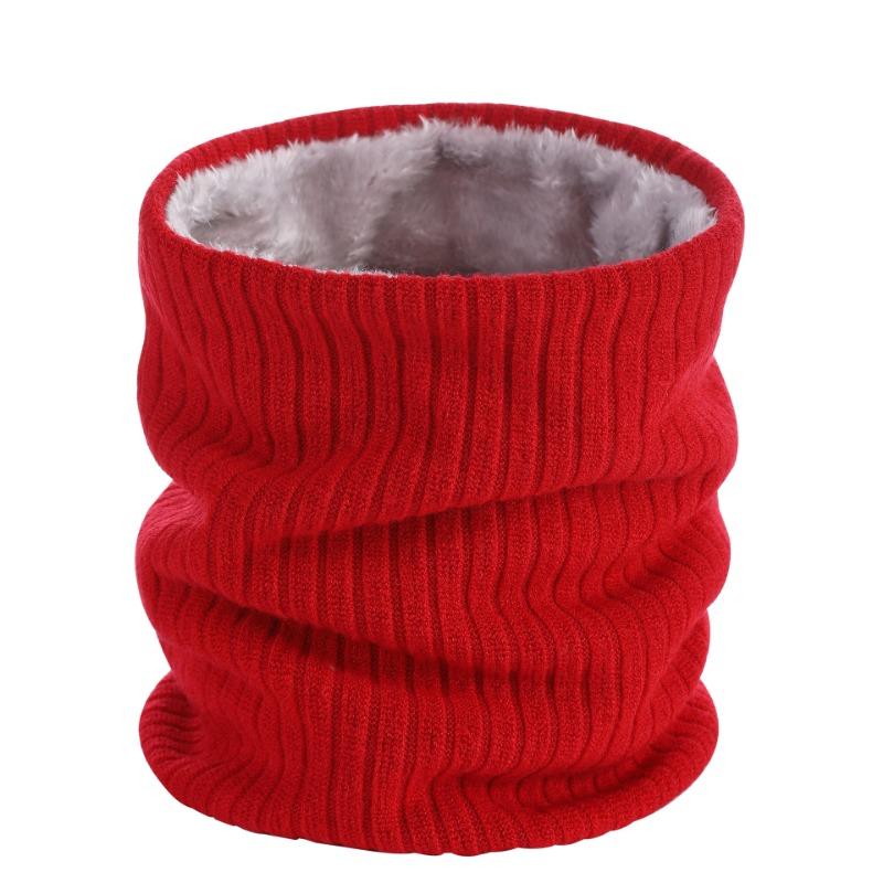 Double-layer Velvet Thickened Warm Neck Cover, Solid Color Wool Single-circle Knitted Scarf, Autumn and Winter Versatile Scarf for Men and Women