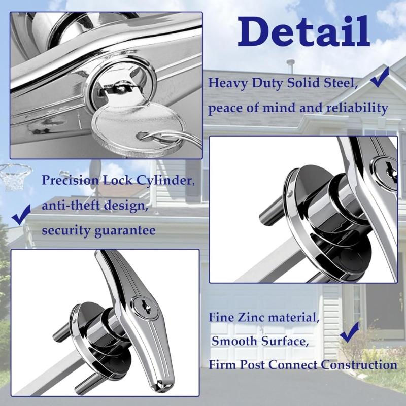Heavy Type Garage Door Lock Set Zincs Alloys Material Part Includes 2 Key For Easy Operation And Durability