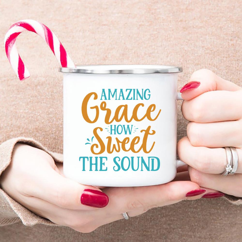 Christian Faith Enamel Coffee Tea Mugs Religious Quotes Trendy Christian Gift for Believer Camping Mug Religious Faith Gifts