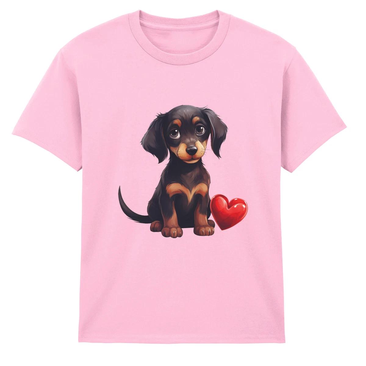 

Dachshund Puppy Heart Dachshund Dogs Animals Kids T-Shirt Cute Design 110