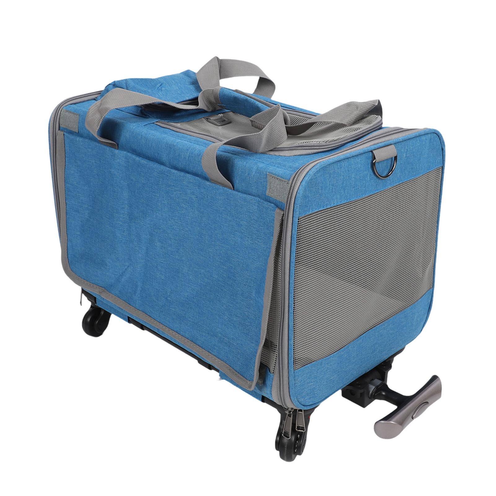 

Переноска для кошек Переноска для собак с колесами Телескопическая ручка для ходьбы Регулируемые плечевые ремни На колесиках синий