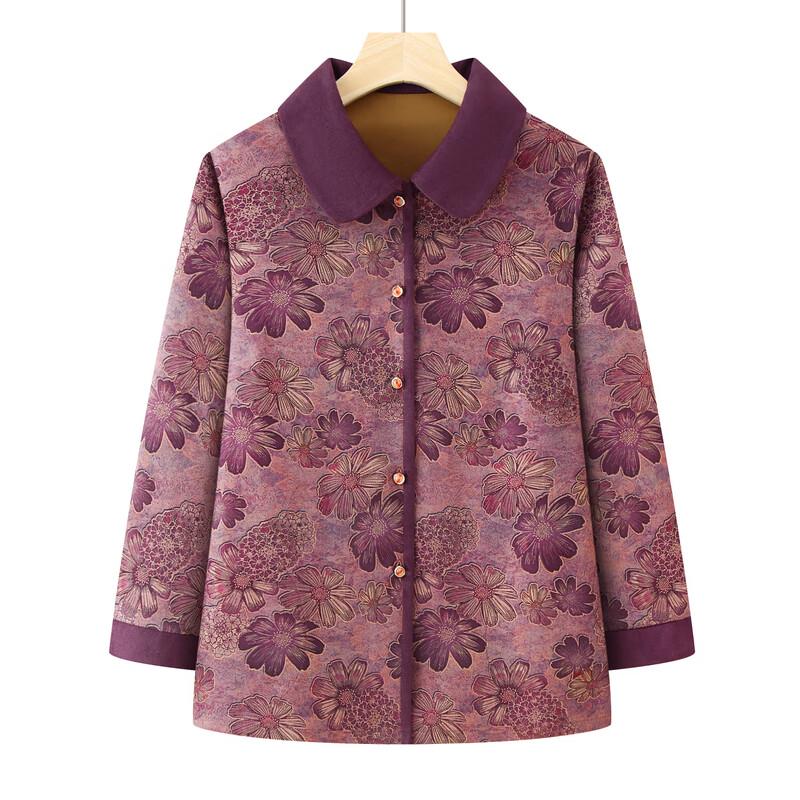 Elderly Women's Floral Print Cardigan Blouse