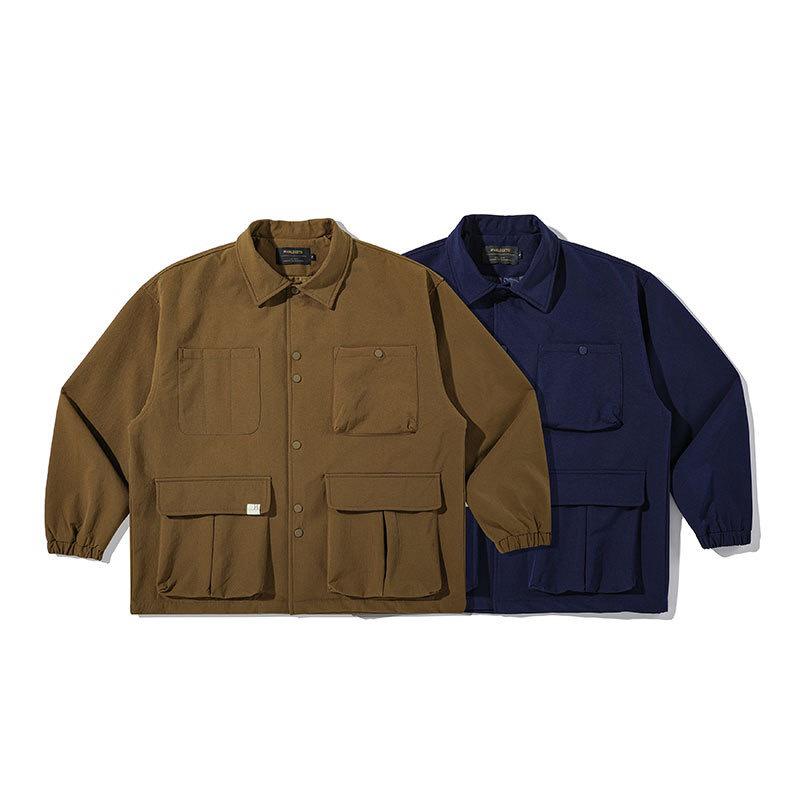 WANLEGETU Men's Retro Workwear Lapel Jacket - Loose, Versatile, Casual, J29