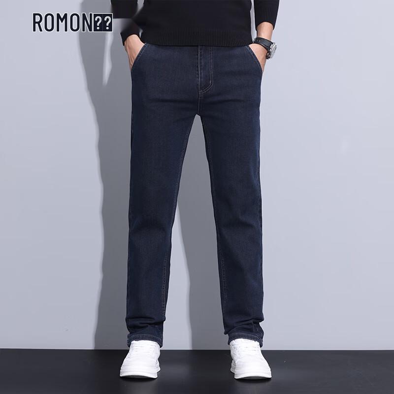 

ROMON Men s Business Casual Straight Leg Jeans 34