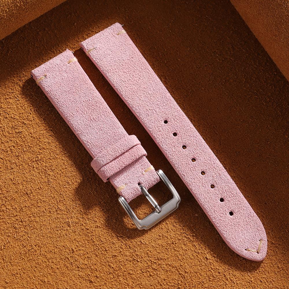 14mm 16mm 18mm 20mm 22mm Quick Release Bracelet Soft Suede Strap Calfskin Bracelet for Women Men Brown Wristband Smartwatch Band