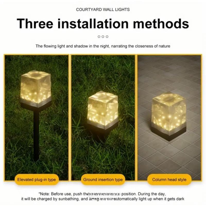 Three-purpose Solar Outdoor Ice Brick Lamp Solar-powered Garden Stake Light-Energy-Efficient,Waterproof Outdoor Lawn Lamp