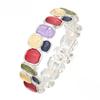 Color Painting Oil Geometric Square Alloy Bracelet, Women's Fashion High-end Elastic Rope Bracelet