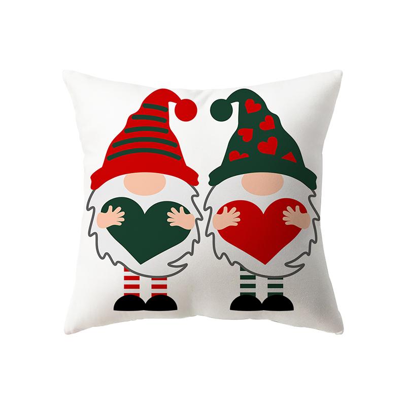 Merry Christmas Cute Dwarf Print Pattern Cushion Cover Home Living Room Sofa Decoration Polyester Pillow Pillow Cover