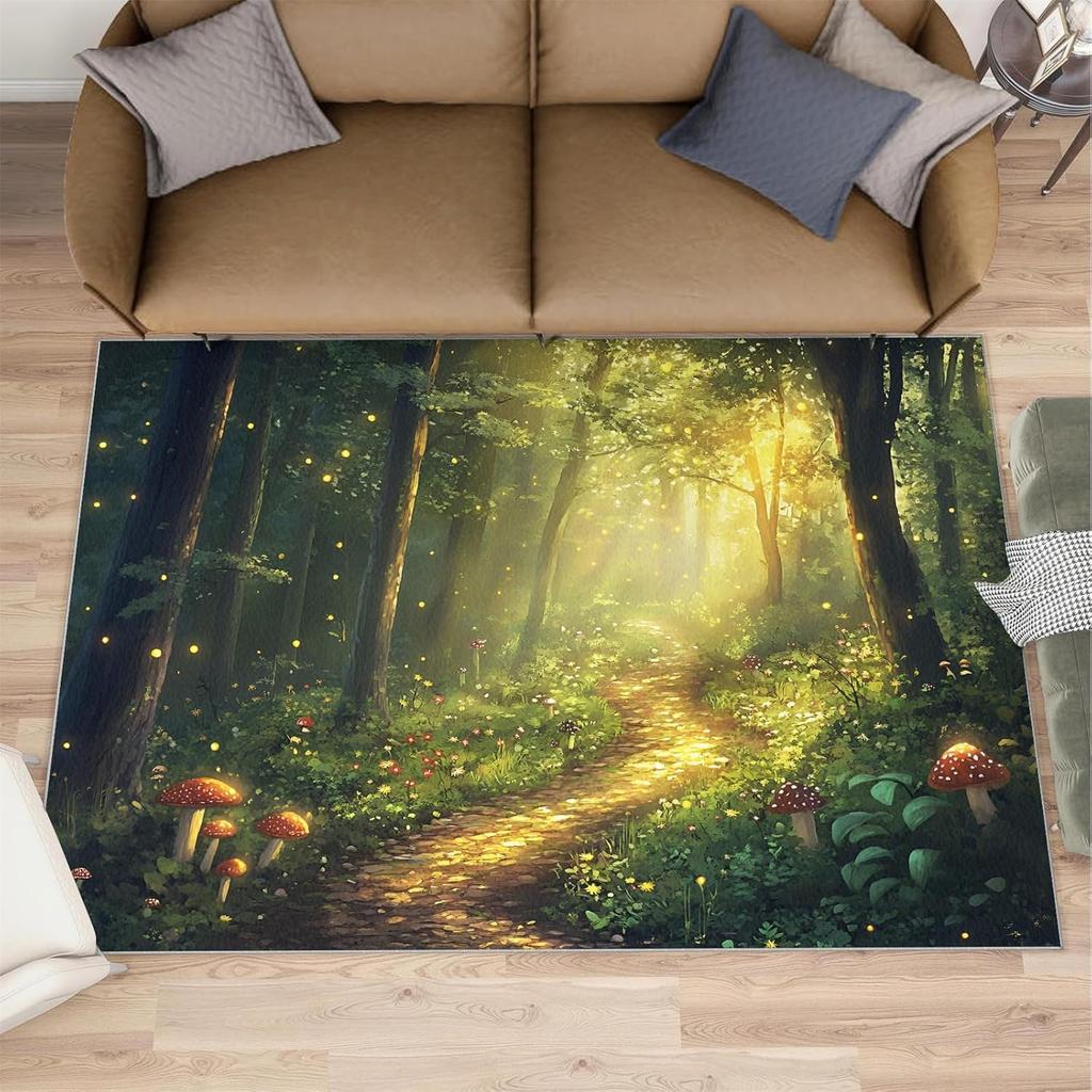 Natur Waldweg Teppich Verträumter Märchenstil Heimdekor Teppich Saugfähig Rutschfest Wohnzimmer Schlafzimmer Küche Dekor Fußmatte