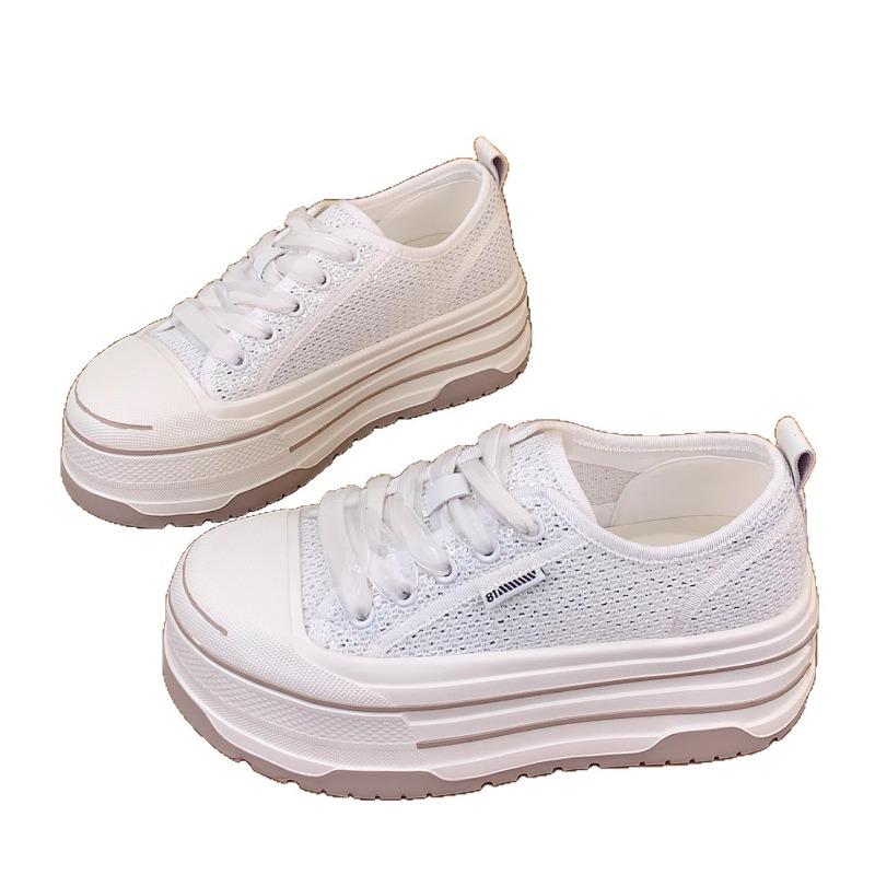 Summer New Thick-soled Heightening Mesh Breathable Casual Shoes Women's Versatile Sports Little White Shoes Board Shoes Women