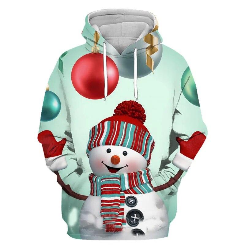 Pop 3D Christmas Tree Snowman Xmas Printing Hoodies For Men Children Fashion Funny Hooded Hoody Women Cute Harajuku Hoodie Tops