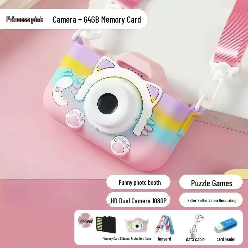 Rainbow Digital Camera for Kids: Girl's Photo-Taking Birthday Gift - X2-MCM