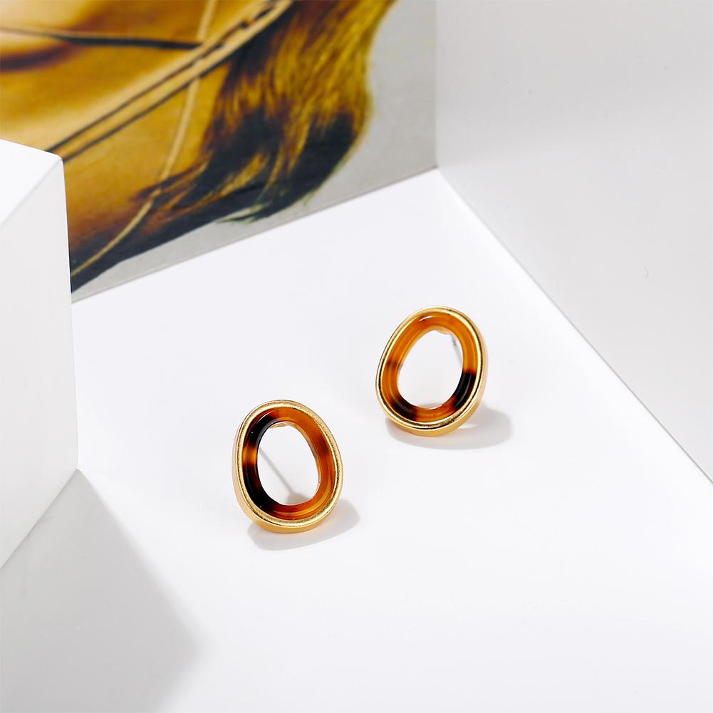 Women Retro Punk Style Simplicity Acrylic Hollowed-out Circle Leopard-print Earrings