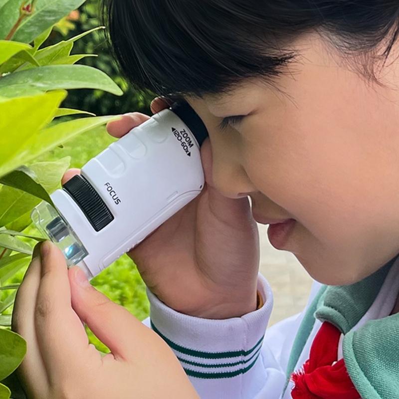 Mini Microscope Toy with LED Light 200X 600X 1200X Magnification Suitable for Kids Student Adults Science Exploration