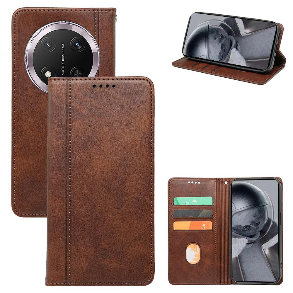 

Для Honor Magic7 Lite 5G/X9c 5G/X60 Pro 5G Чохол Прихована магнітна застібка Шкіряний чохол з текстурою теляти Brown