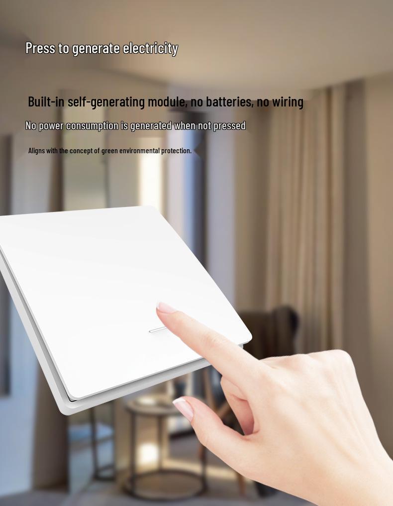 Self-Powered Wireless Remote Control Switch: No Wiring, No Battery, Waterproof, Elastic Return, Random Placement