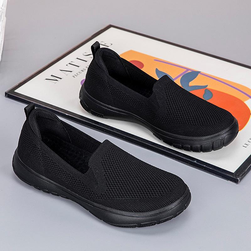 Fashion Women's Vulcanized Shoes Mesh Breathable Sneakers Slip on Flats Platform New Casual Shoes Ladies Anti-slip Walking Woven Shoes