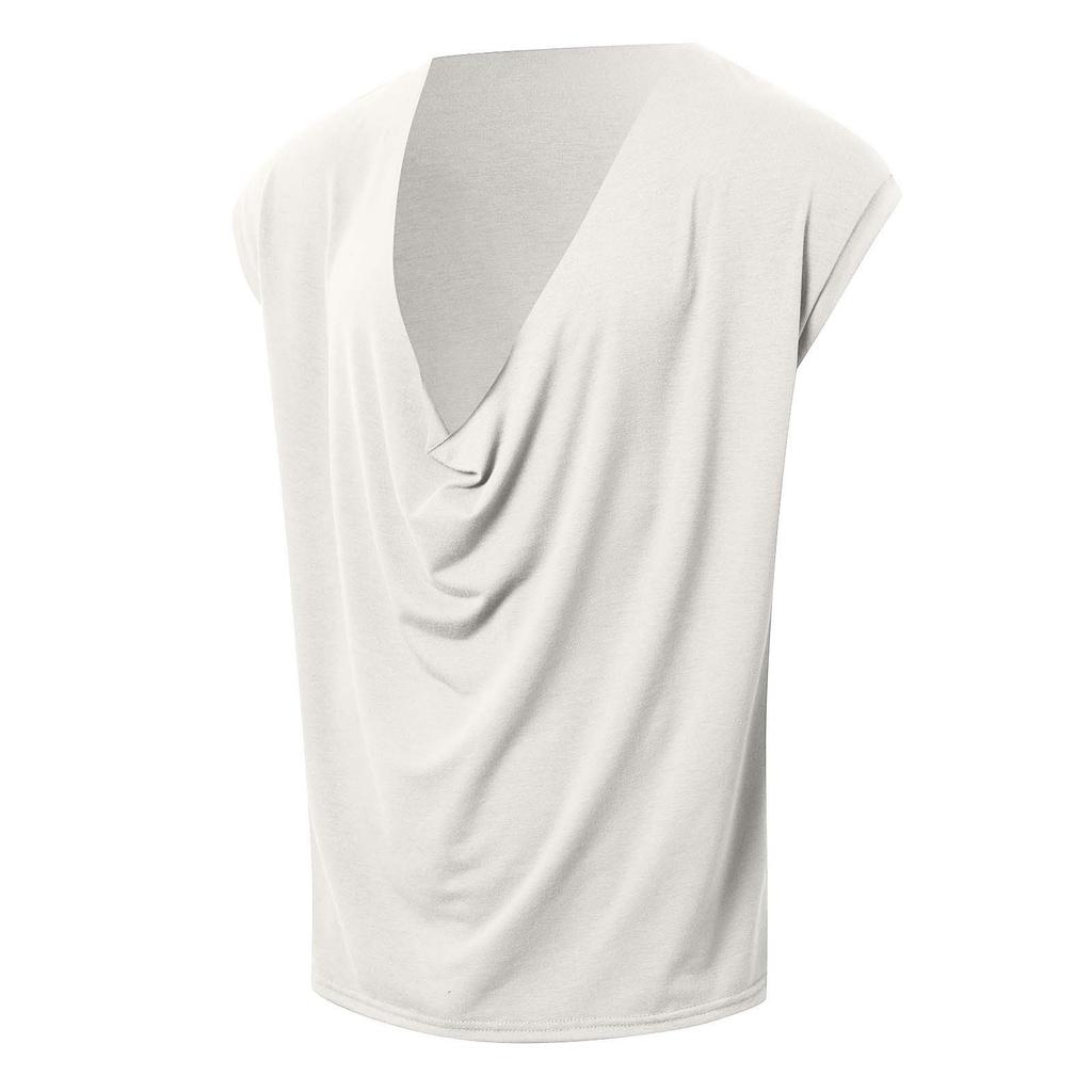 Men's Sleeveless Color Sports V-neck Base Shirt, Swing Neck Vest