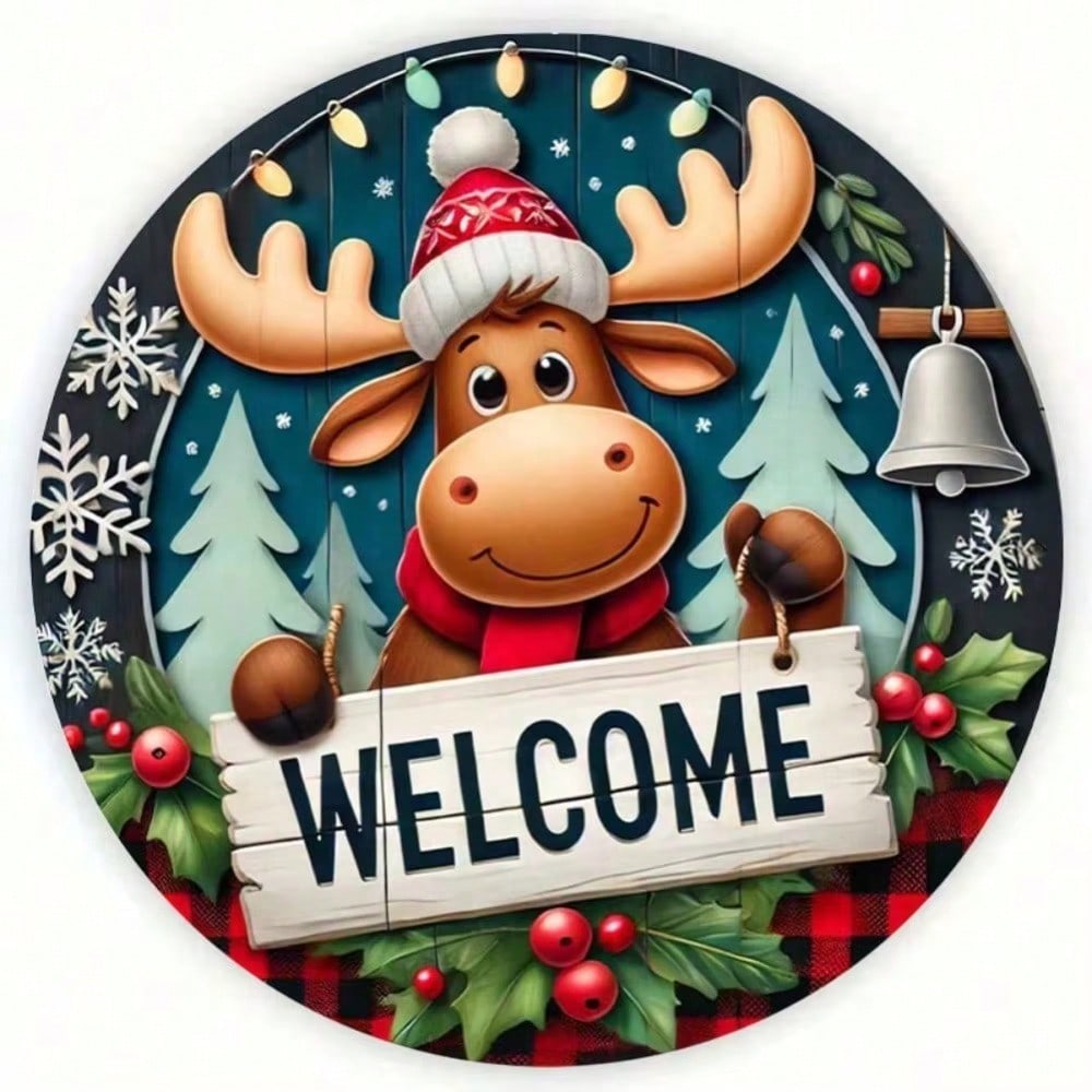 Rustic Iron Moose Sign Farmhouse Wall Decor 8x8 Inch Vintage Christmas Plaque For Home Entryway