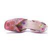 Johnature Handmade Genuine Leather Retro Court Style Exquisite Carved Comfortable High-heeled Sandals