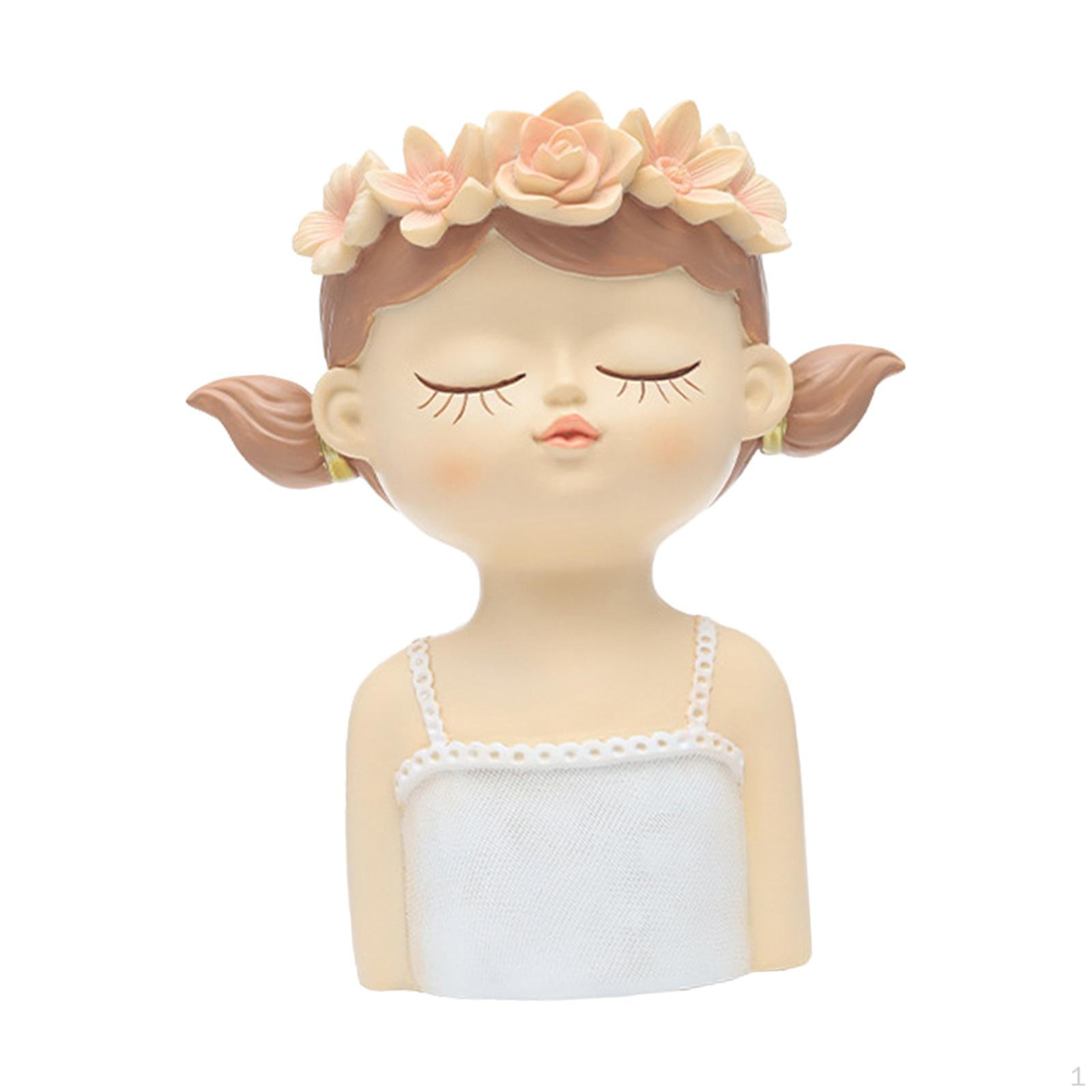 Cute Planter Resin Flowerpot Statue Decorative Vase Creative Tabletop Figurine Bonsai Pot Flower Style A