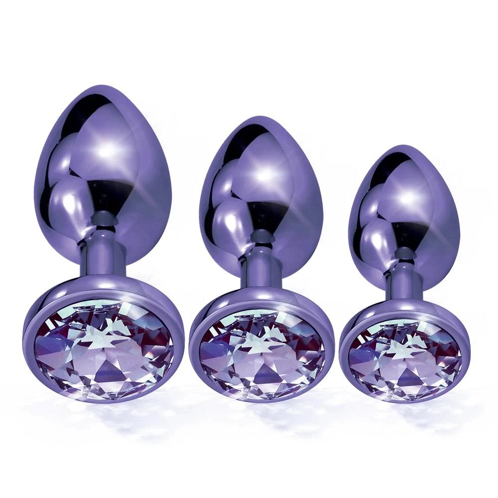 Rose Gold Rainbow Metal Anal Beads Butt Plug Set Colorful Crystal Mini Small Medium Large Anal Plug Jewelry Sex Toy Insert