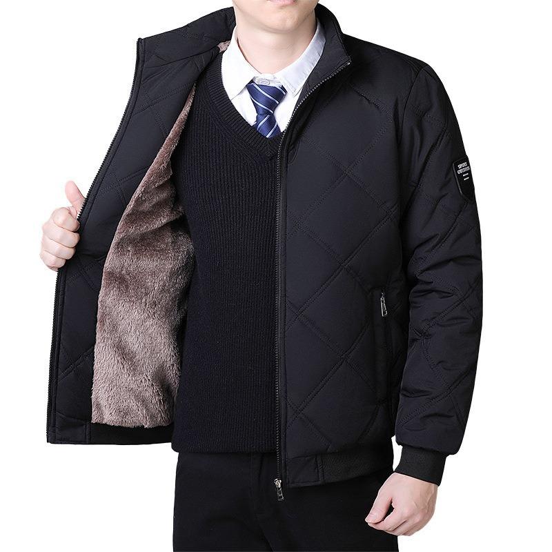 - Large Size New High-end Lamb Wool Cotton-padded Jacket Medium and Old Jacket Men's Jacket with Cotton Thickened To Keep Warm