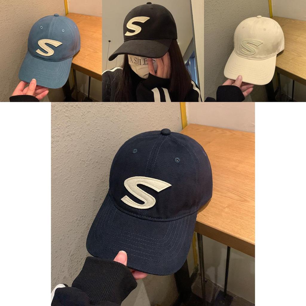 Trendy Cotton Baseball Cap With S Letter Design Wide Brim For All Seasons