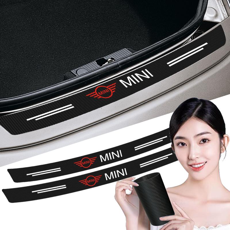 Carbon Fiber Car Tail Trunk Rear Bumper Protector Stickers Scuff Guard Film For MINI Cooper R56 Fridge 323 R56 F56 50 60 53 F56 Countryman
