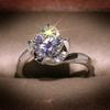 Simple Female Wedding   Sterling Silver Round Flower 1.5 Carat  Love Engagement Women Ring  Anillos Mujer