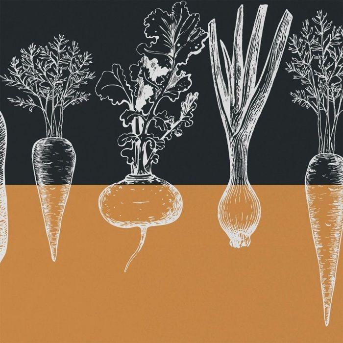 Tablier en coton - Légumes - 80 x 85 cm - Sangle ajustable - Entretien facile