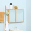 Bathroom Cabinet With Mirror Doors Multiple Interior Compartments Robust Housing Made Of Bamboo Wood 65.2 X 14 X 50 Cm