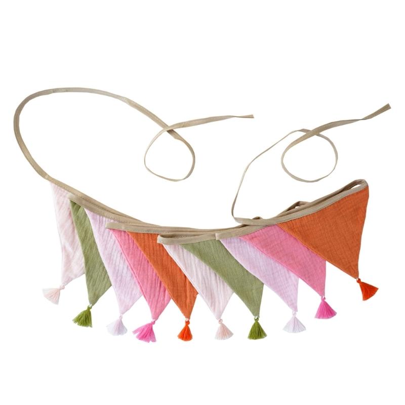 Festoni Bandierine in Cotone Crepe Colori Caramella Luminosi Per Asilo Nido Compleanni di Bambini Feste Eventi