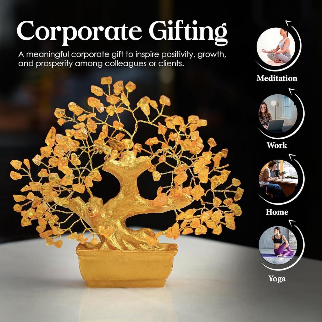 Lucky Feng Shui Citrine Tree of Life Bonsai – Gift for Women & Men | Showpiece for Home Decor Living Room | Positive Energy Items |