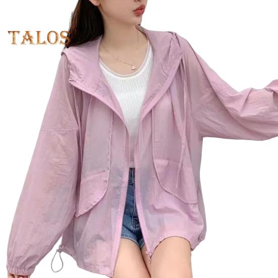 

Женская солнцезащитная одежда, летнее пальто с капюшоном и длинными рукавами, с карманами, солнцезащитная одежда розовый