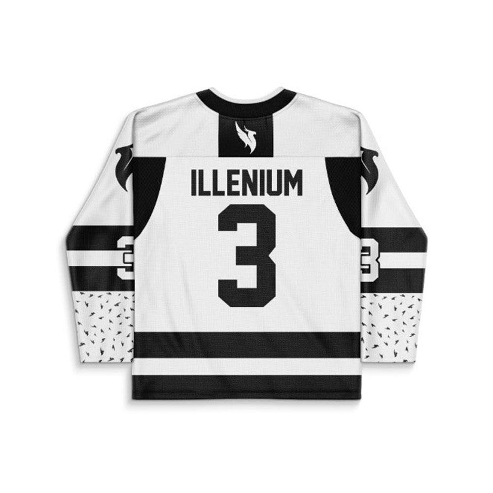 Illenium Bílá Černá Čisté Logo Rave Hokejový Dres Dlouhý Rukáv V-výstřih Tričko Unisex Streetwear Grafické Celoplošný Potisk Trička