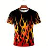 Herren T-Shirts 3D Vintage Sommer Mode Rote Flamme Hawaiianisches T-Shirt Männliches Sommer Kurzarm Oversized Shirt Für Männer Oberteil