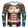 Divertenti Magliette Stampate in 3D con Muscoli Finti di Babbo Natale Brutto Natale Uomo Donna Magliette a Maniche Lunghe Moda Oversize Abbigliamento Natalizio da Uomo
