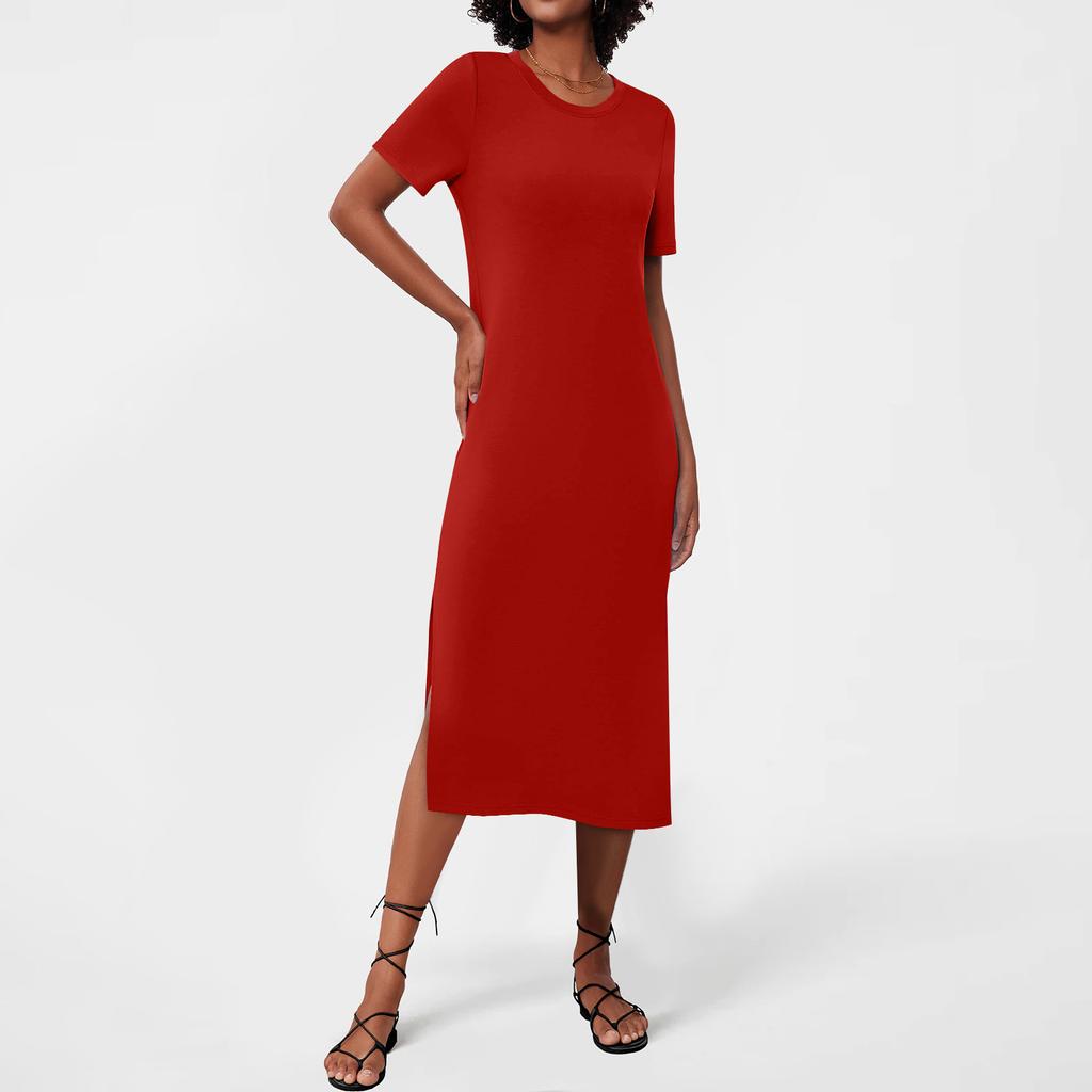 Women's Flowing Dresses Women's Summer Dresses Casual Round Neck  Long Dresses Cute Floral Long Dresses