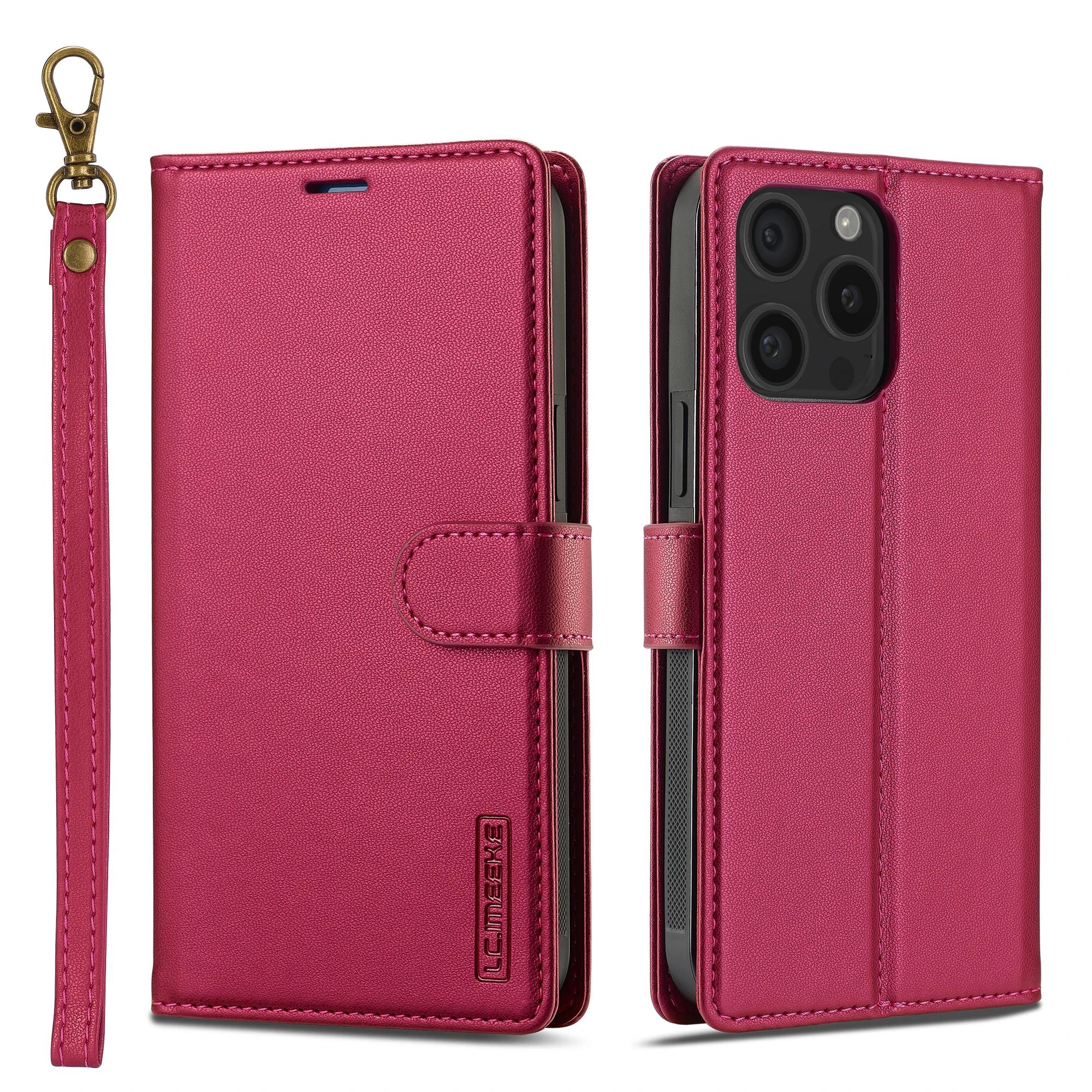 

2 in 1 Removable Flip Leather Case for IPhone 17 Air 16 Pro Max 15 14 13 12 11 Pro XS Max XR 7 8 Plus SE Magnetic Wallet Cover For iPhone 17ProMax червоний