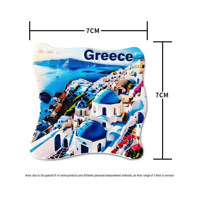 Santorini Grecja Magnes na lodówkę Pamiątka z podróży Dekoracyjny prezent blue