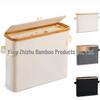Foldable Bamboo Laundry Basket with Lid and Inner Bag for Bedroom or Bathroom