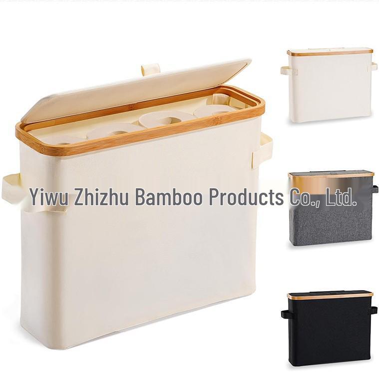Foldable Bamboo Laundry Basket with Lid and Inner Bag for Bedroom or Bathroom
