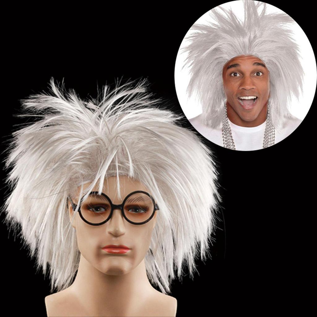 Old Man Wig Dressing up Teacher Role Play Physicist Adults Men and Glasses