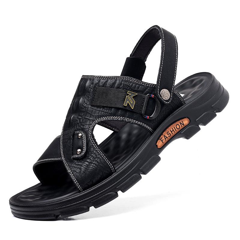 Men's 2023 Dual-Purpose Leather Sandals: Casual Beach Shoes for Summer