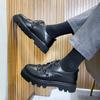 Pantofi de vară pentru bărbați Pantofi de piele ocazional pentru bărbați, versiunea coreeană, tendință, pantofi britanici de bord pentru tineret, afaceri, pantofi negri mici 3258-T
