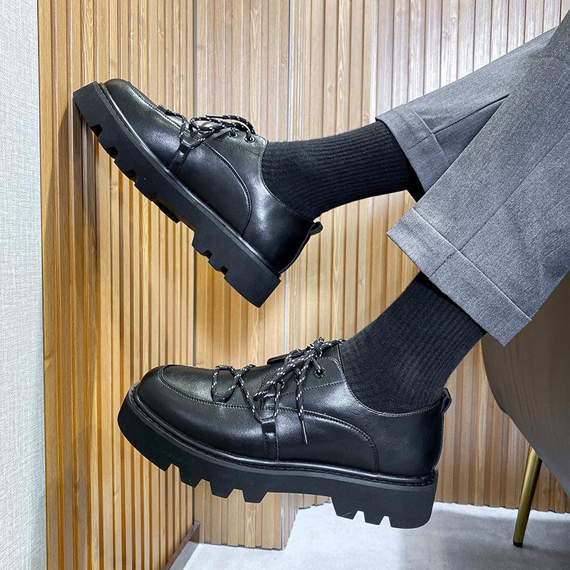 Summer Men'S Shoes Casual Leather Shoes Men'S Korean Version Trend British Board Shoes Youth Business Small Black Shoes 3258-T