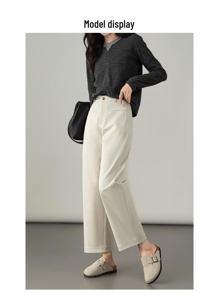 High-Waist Petite Tencel-Cotton Harem Pants for Women - 2025 Autumn Collection, Nine-Point Wide-Leg Casual Design